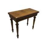 Victorian carved oak card table