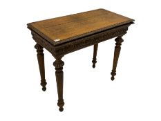 Victorian carved oak card table