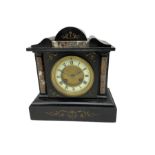 A Belgium slate and marble mantle clock c1890