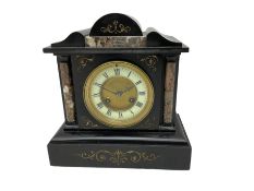 A Belgium slate and marble mantle clock c1890