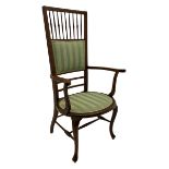 Edwardian inlaid mahogany high spindle back chair