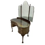 Early 20th century Georgian style mahogany kidney shaped dressing table