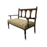 Edwardian walnut two seat salon settee