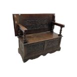 Late 19th century oak monk's bench