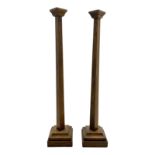 Pair of large early 20th century oak ecclesiastical candleholders