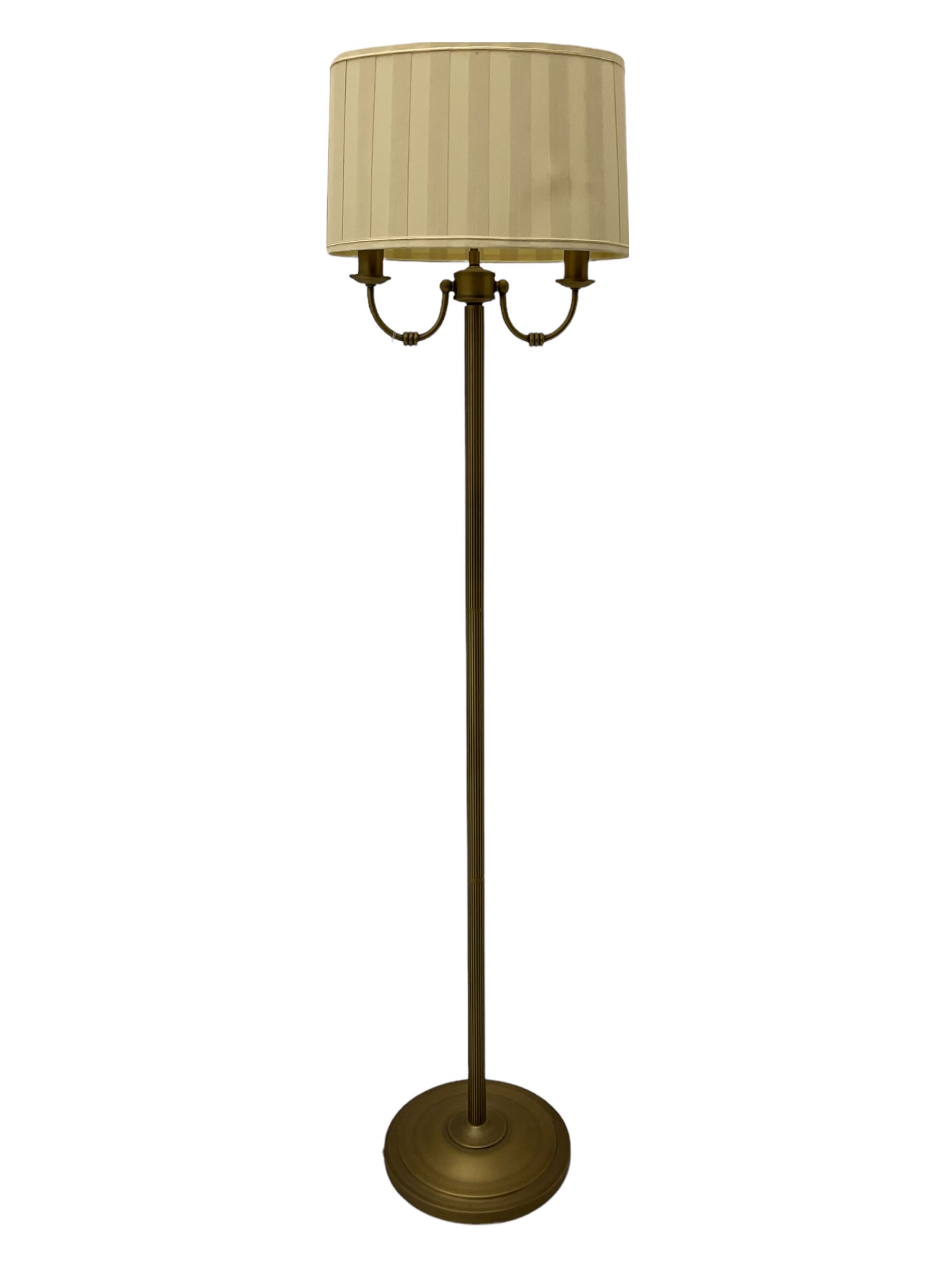 Twin branch standard lamp with shade