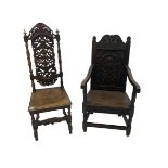 19th century Carolean style hall chair