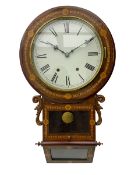 An American 'New Haven' late-19th century wall clock in a Rosewood case with parquetry inlay