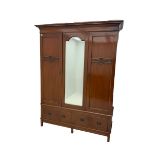 Edwardian mahogany triple wardrobe