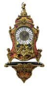 Contemporary Italian Boulle clock with a conforming wall bracket in simulated tortoise shell and bra