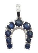 8ct white gold sapphire horseshoe pendant