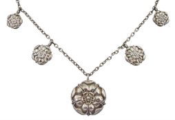 Edwardian silver Yorkshire Rose link necklace by Pearce & Son