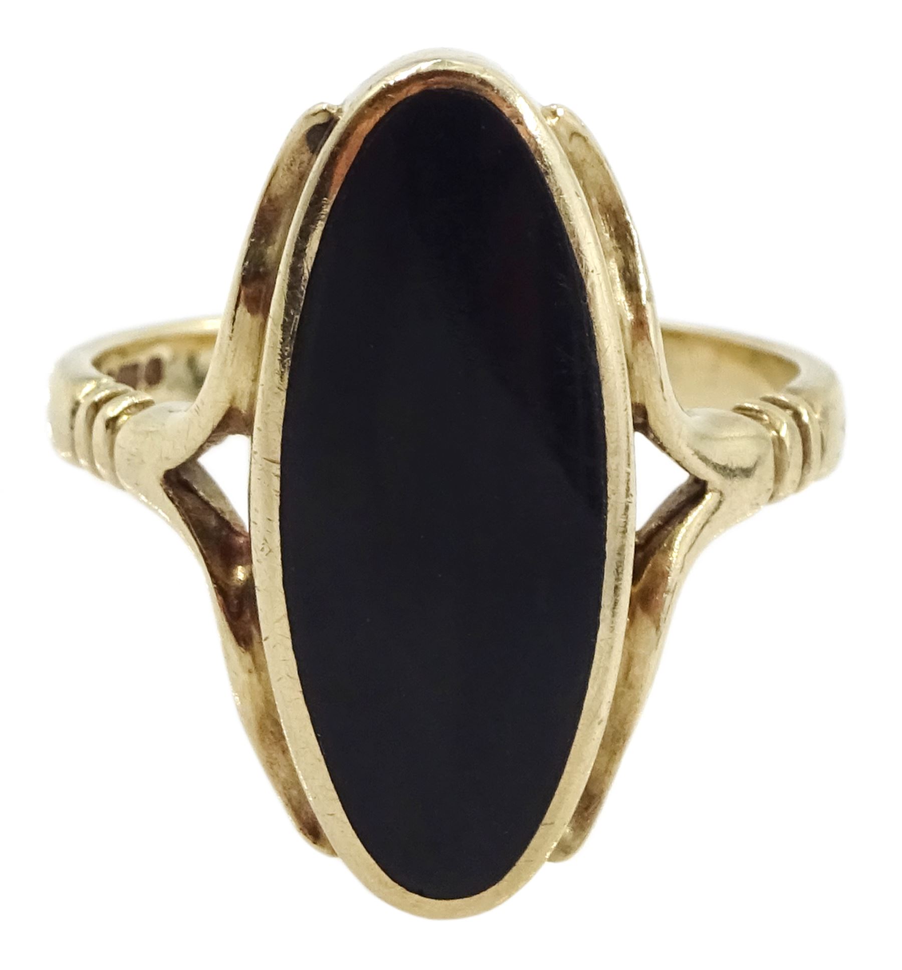 9ct gold single stone oval black onyx ring