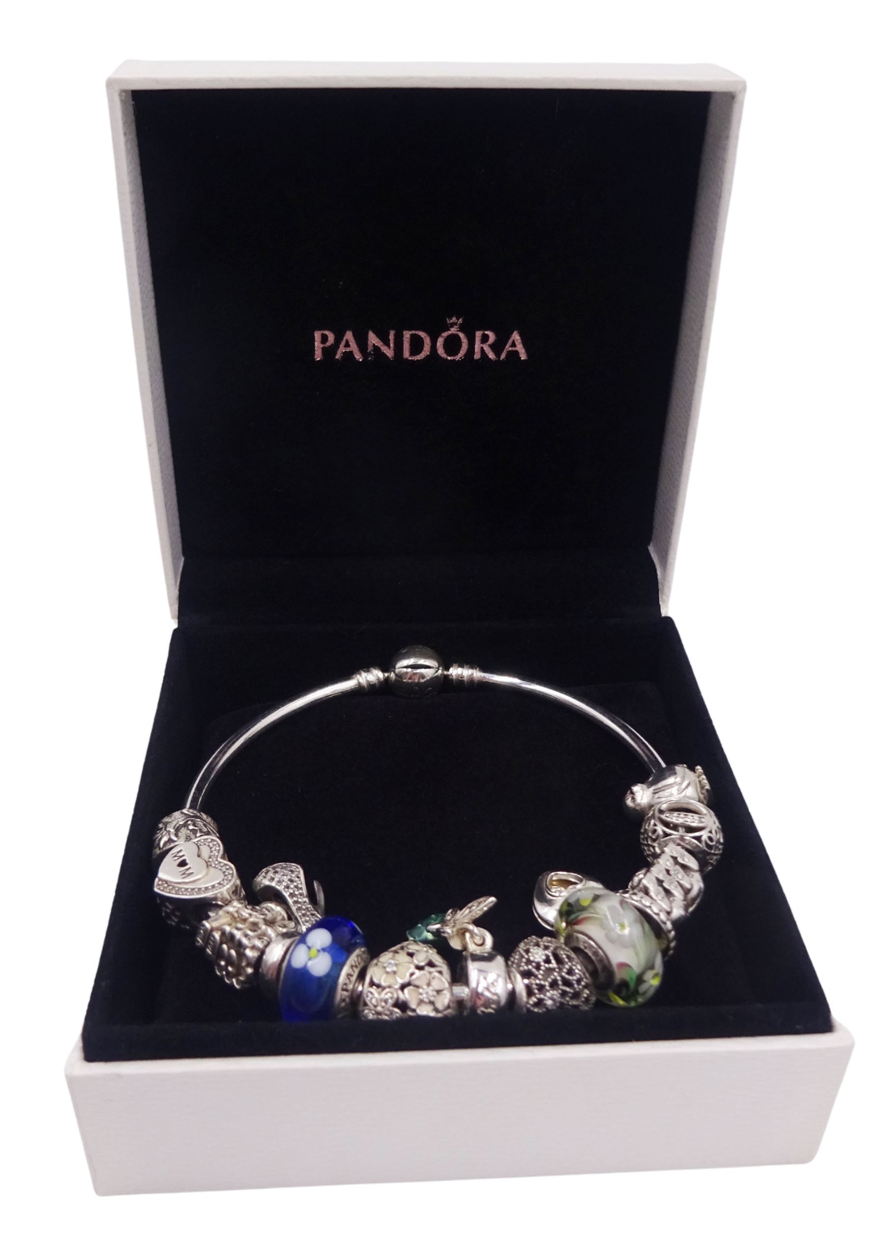 Pandora silver bracelet with a Disney Tinker Bell charm and twelve other Pandora charms - Image 2 of 2