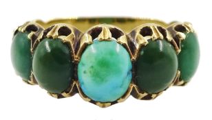 19th/early 20th century 15ct gold turquoise and green stone ring