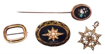 Victorian gold split pearl pendant/brooch
