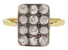 Art Deco gold pave set diamond panel ring
