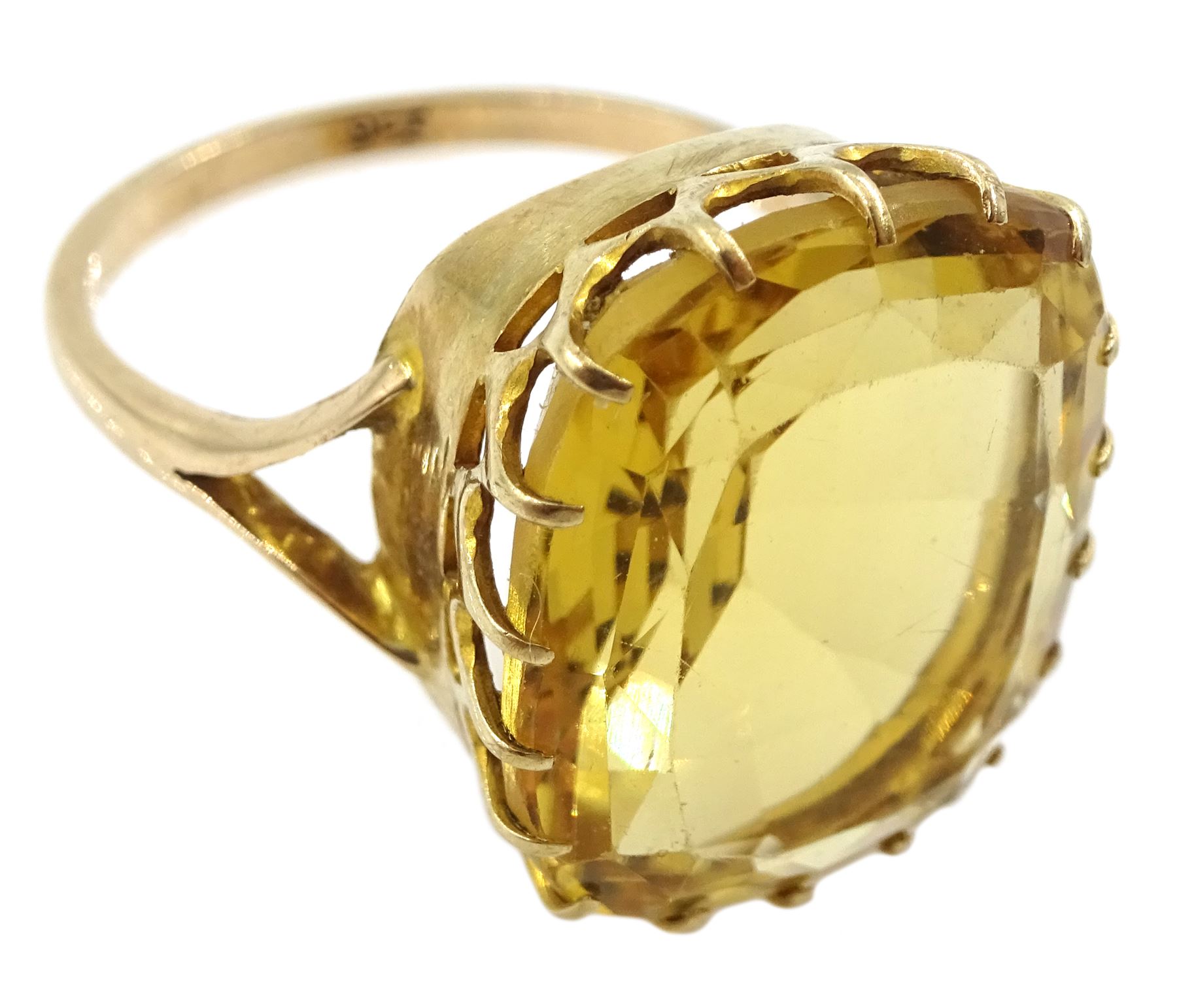 Early-mid 20th century rose gold single stone citrine ring - Image 3 of 4