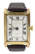 'Rolex' Unicorn gold-plated manual wind gentleman's rectangular wristwatch