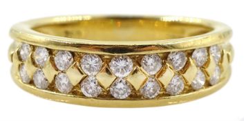 18ct gold two row round brilliant cut diamond half eternity ring