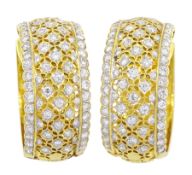 18ct gold pierced openwork design diamond hoop earrings