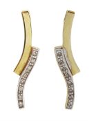 Pair of 9ct gold diamond pendant earrings