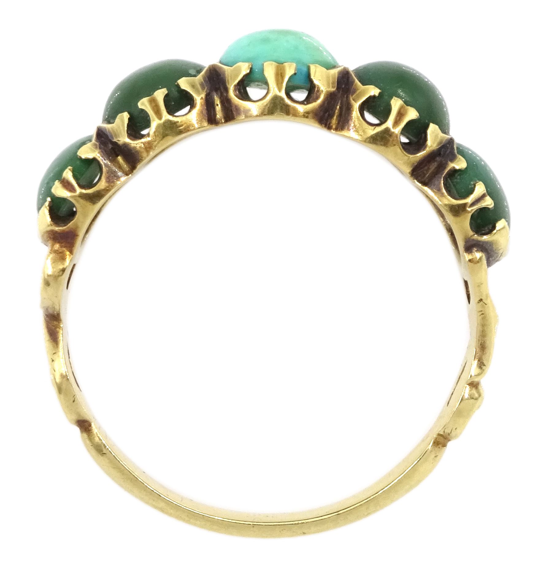 19th/early 20th century 15ct gold turquoise and green stone ring - Image 4 of 4