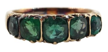 Early-mid 20th century gold graduating green paste stone ring
