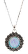 Silver opal pendant necklace