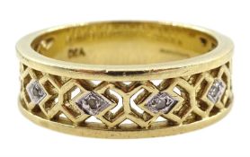 9ct gold pierced abstract design diamond ring