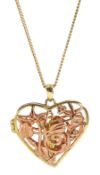 Clogau 9ct rose and yellow gold fairy open heart fairy locket pendant necklace