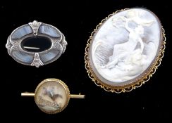 Early 20th century rose gold cameo brooch depicting a goddess by the sea possibly Amphitrite