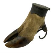 Taxidermy: Metal mounted deer's hoof hunting trophy inkwell