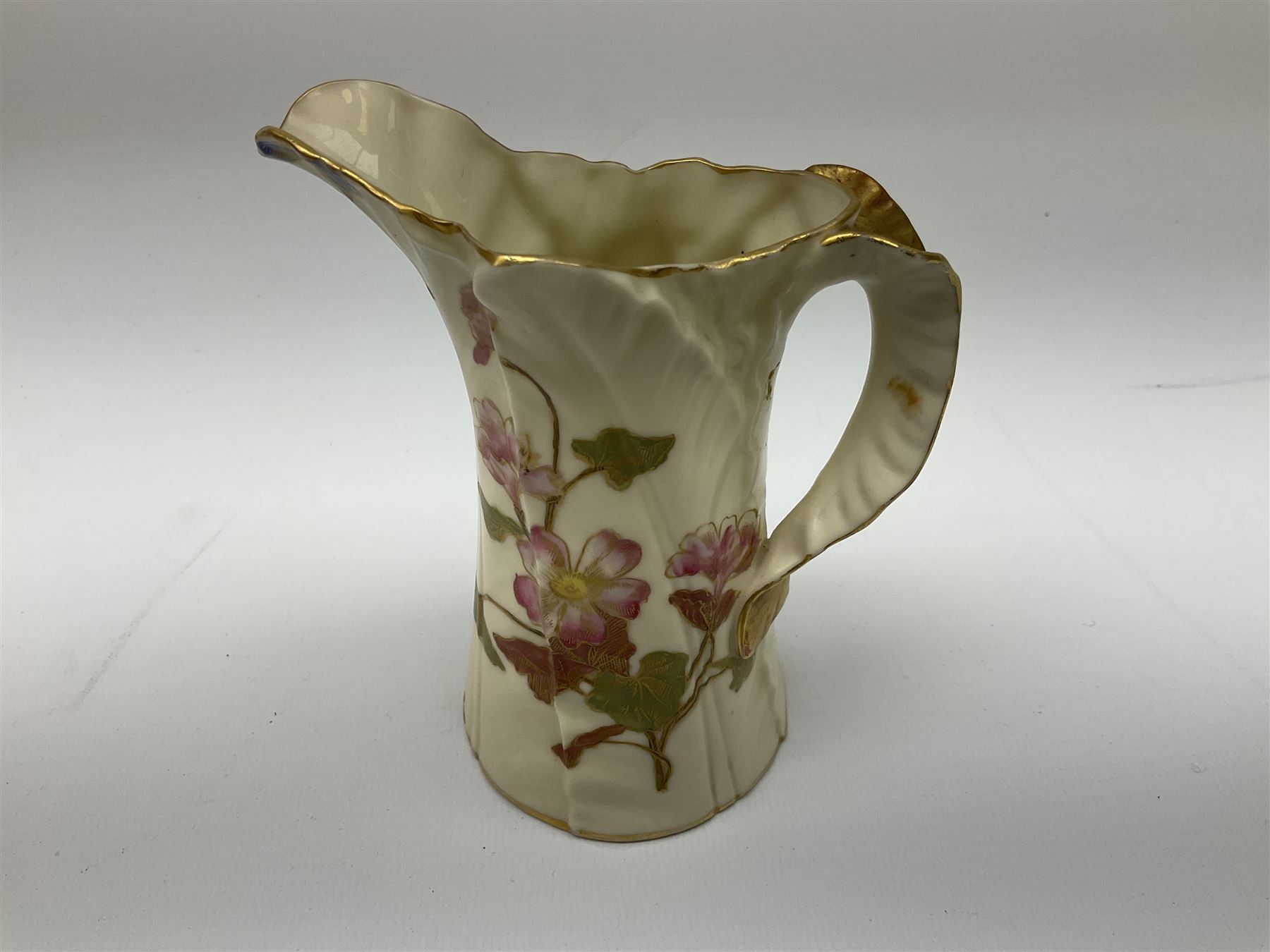 Royal Worcester blush ivory jug of squat lobed form painted with floral sprays - Image 3 of 10