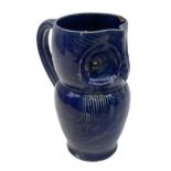 Late Victorian Farnham blue glaze owl jug