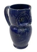Late Victorian Farnham blue glaze owl jug