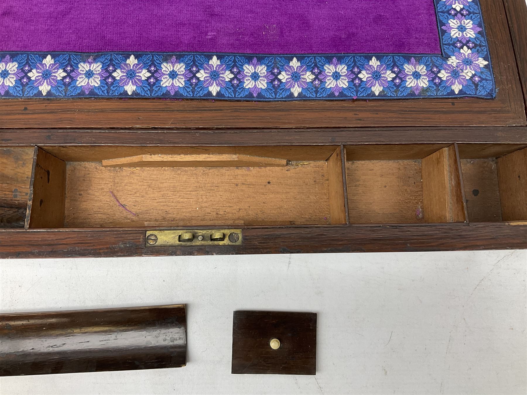 19th century mahogany and brass bound writing slope - Image 5 of 7