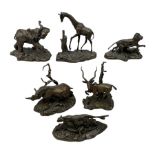 Six Franklin Mint bronze models of African animals