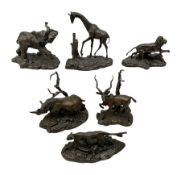 Six Franklin Mint bronze models of African animals
