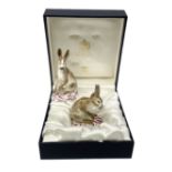 Two Halcyon Days porcelain figures of hares