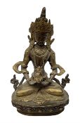Cast brass figure of a seated Buddha