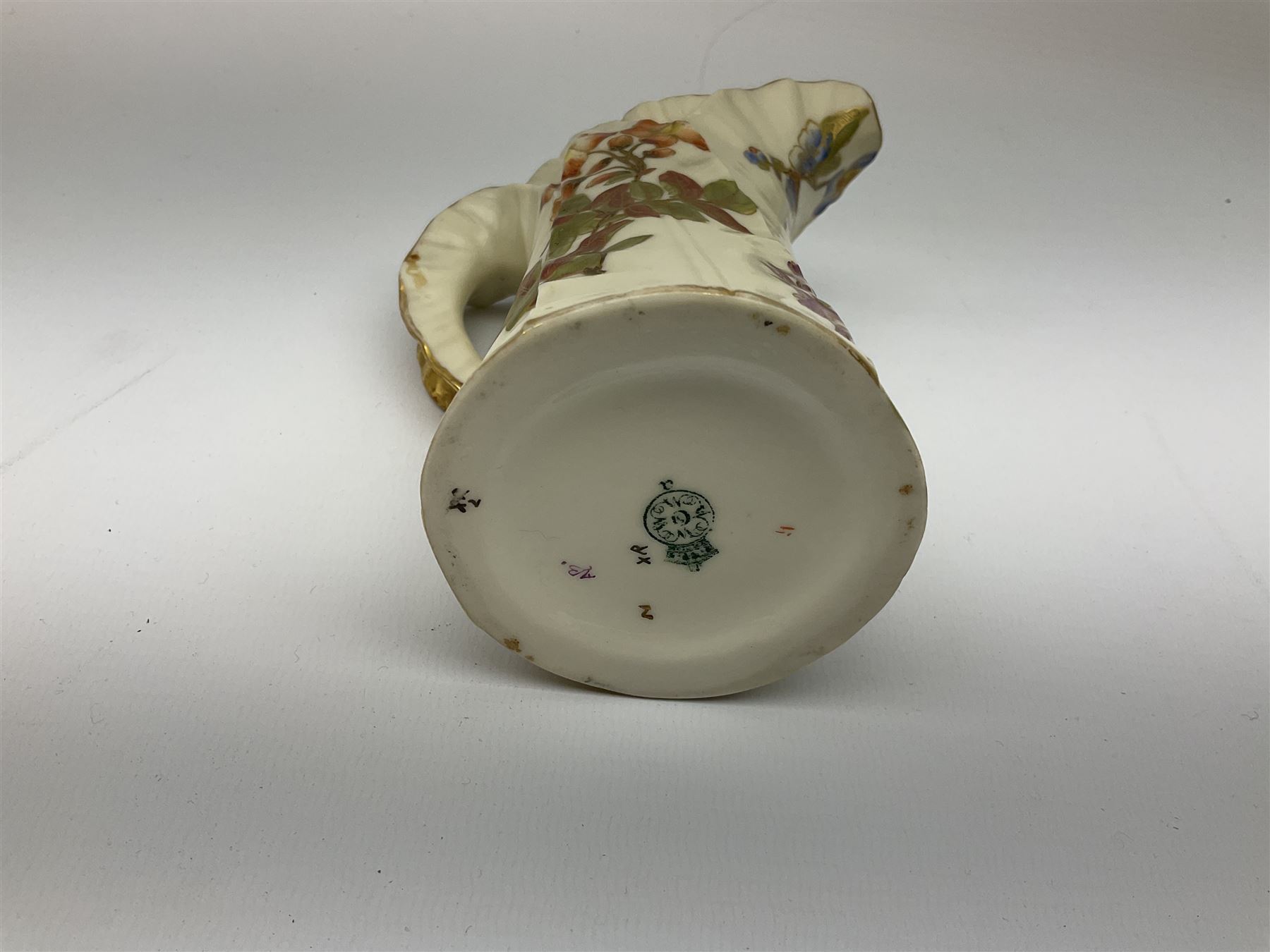 Royal Worcester blush ivory jug of squat lobed form painted with floral sprays - Image 7 of 10