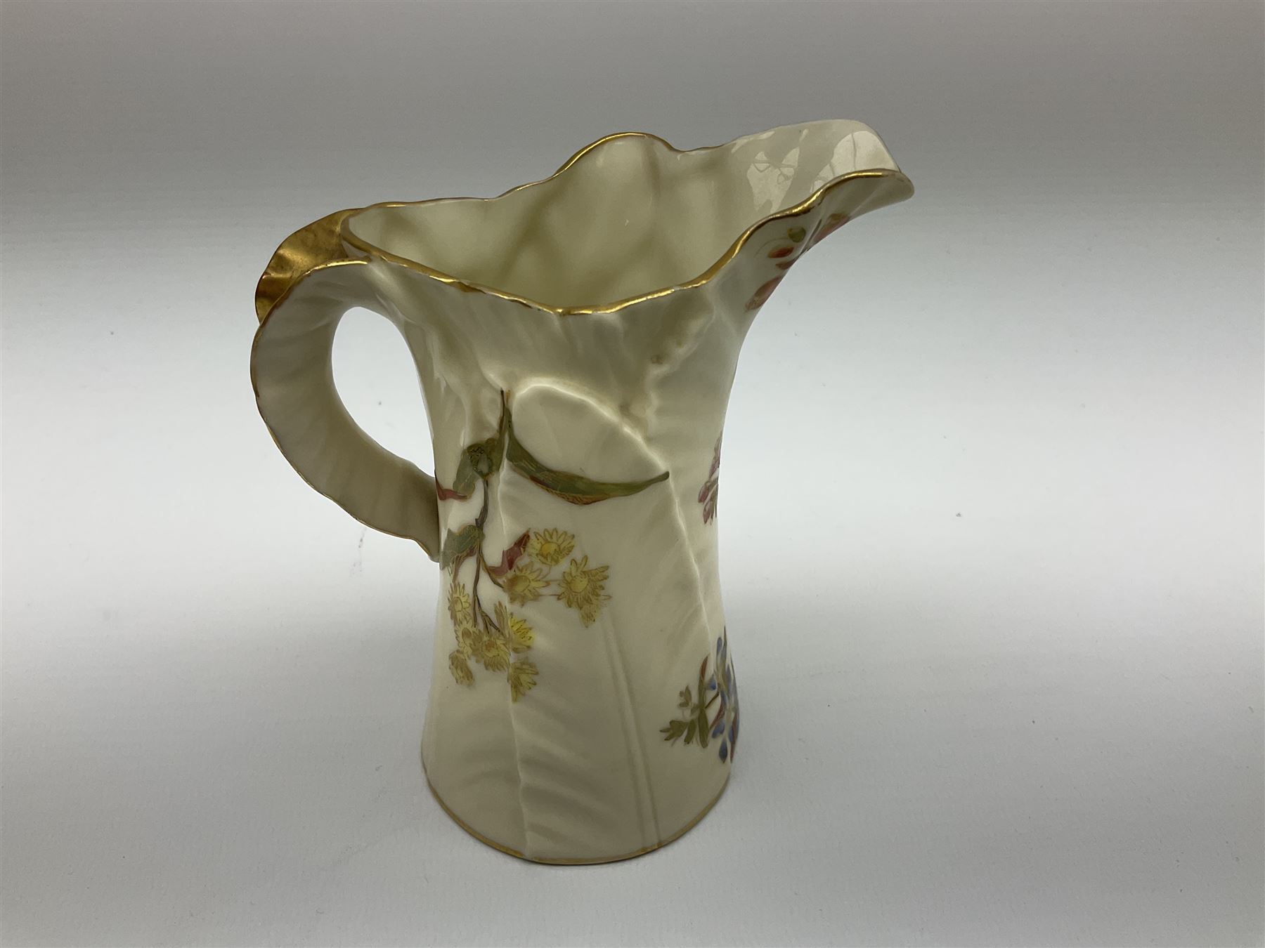 Royal Worcester blush ivory jug of squat lobed form painted with floral sprays - Image 5 of 10