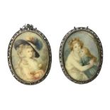Two 20th century painted portrait miniatures upon ivory