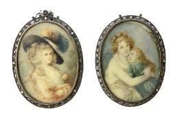 Two 20th century painted portrait miniatures upon ivory