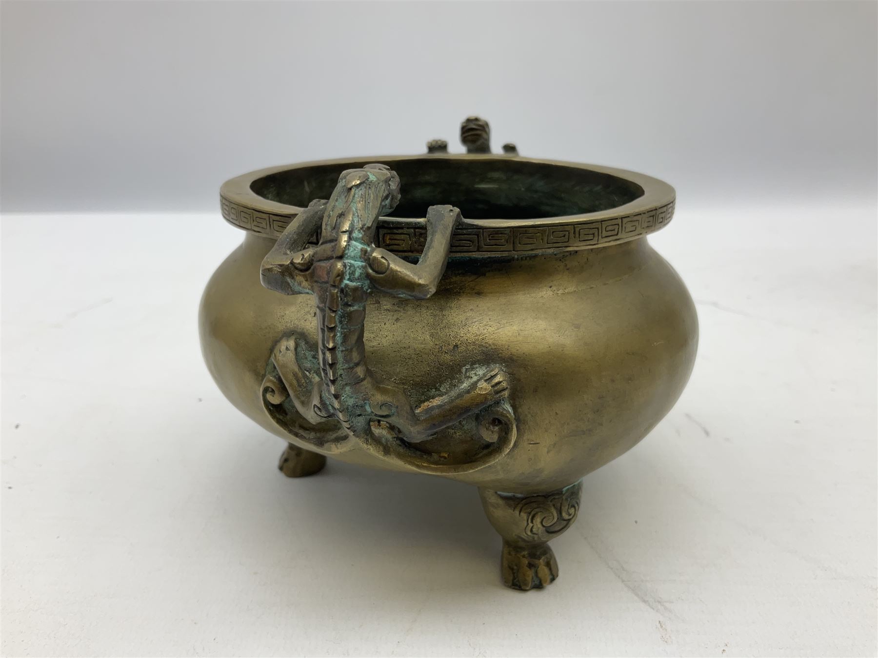 Chinese brass koro or incense burner - Image 3 of 5