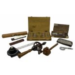 Various tools including boxed set of taps and dies