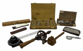 Various tools including boxed set of taps and dies
