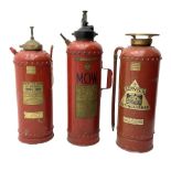 Three fire extinguishers to include an Enright Fire Services extinguisher dated 1949