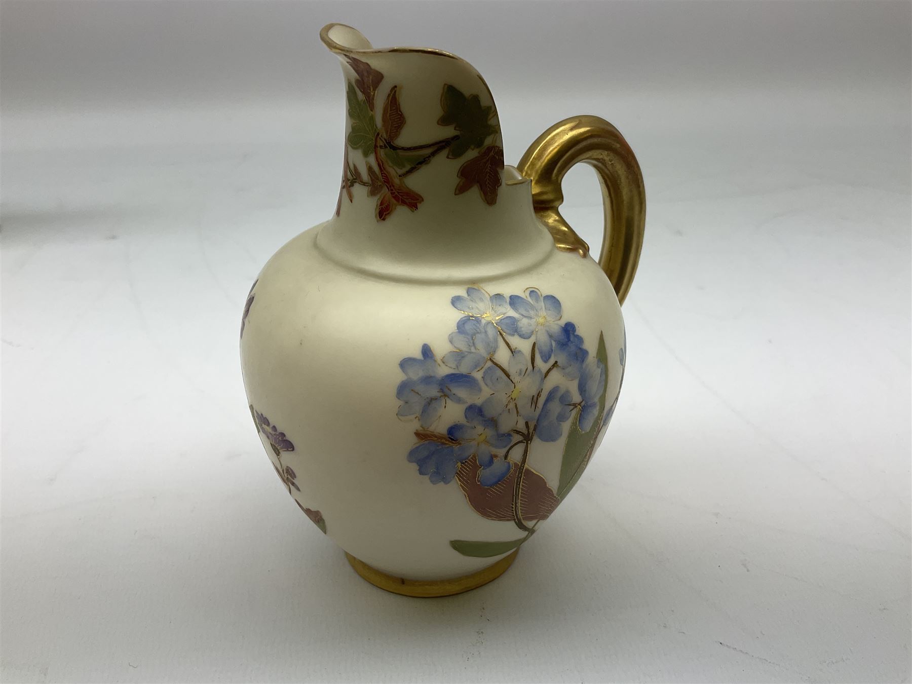 Royal Worcester blush ivory jug of squat lobed form painted with floral sprays - Image 8 of 10